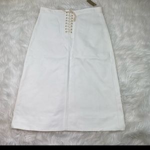 NWT J CREW Skirt Sz14 Cotton Lace Up Lined Skirt